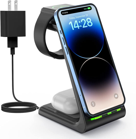 CIYOYO 3 in 1 Fast Wireless Charging Station Dock for iPhone AirPods Apple Watch
