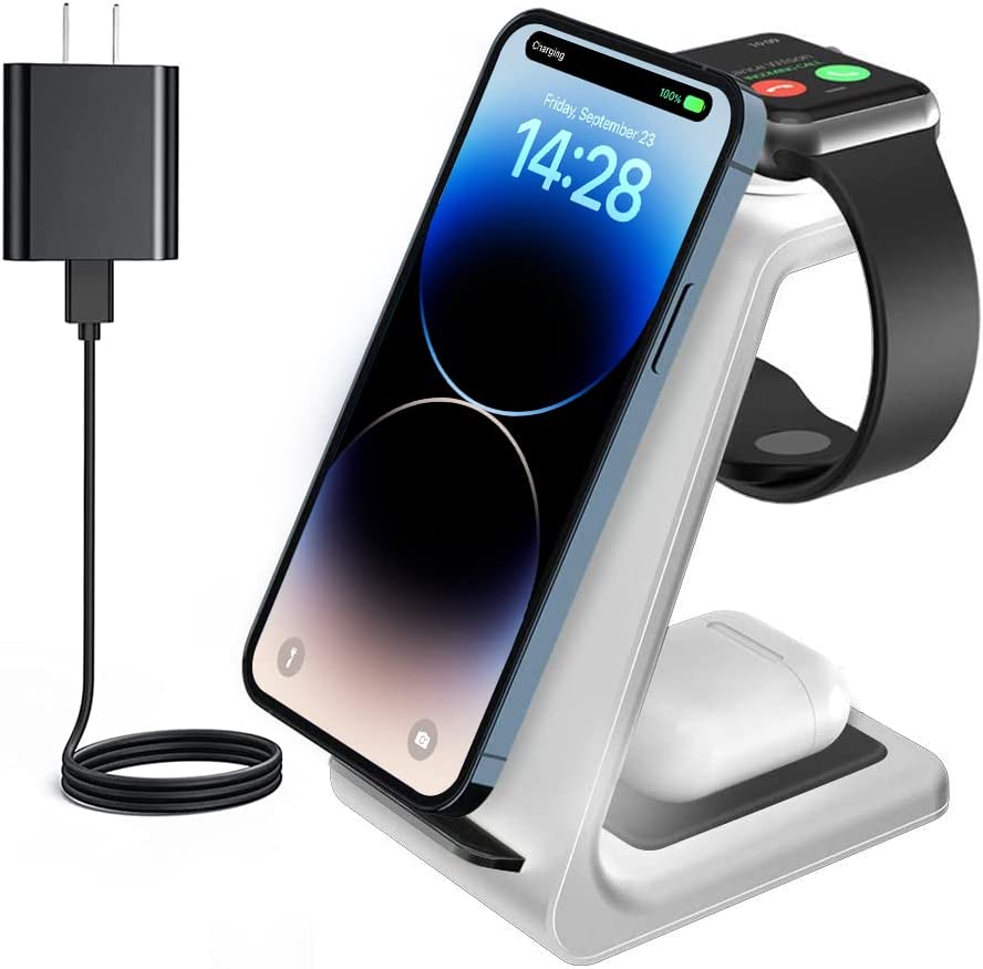 CIYOYO 3 in 1 Fast Wireless Charging Station Dock for iPhone AirPods Apple Watch